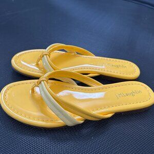 J McLaughlin yellow sandals, patent, size 8.5 , excellent, $98 retail